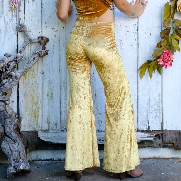 NEW! Gold Velvet Bell Bottoms - Picture 6 of 8
